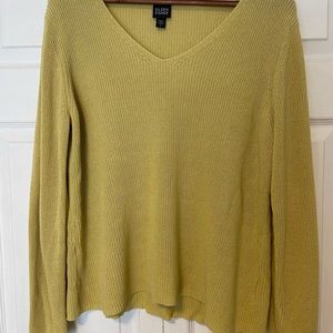 Eileen Fisher relaxed fit chartreuse long sleeve sweater